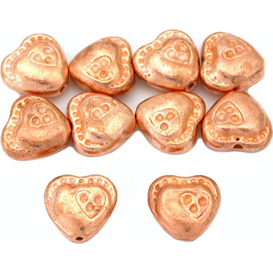Heart Copper Plated Beads 10mm 15 Grams 8Pcs Approx.