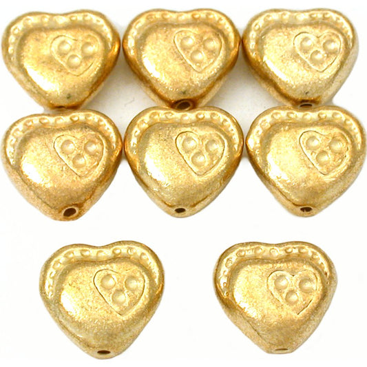 Heart Gold Plated Beads 10mm 15 Grams 8Pcs Approx.