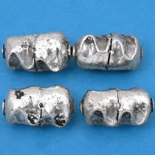 Barrel Antique Silver Plated Beads 21.5mm 21 Grams 3Pcs Approx.