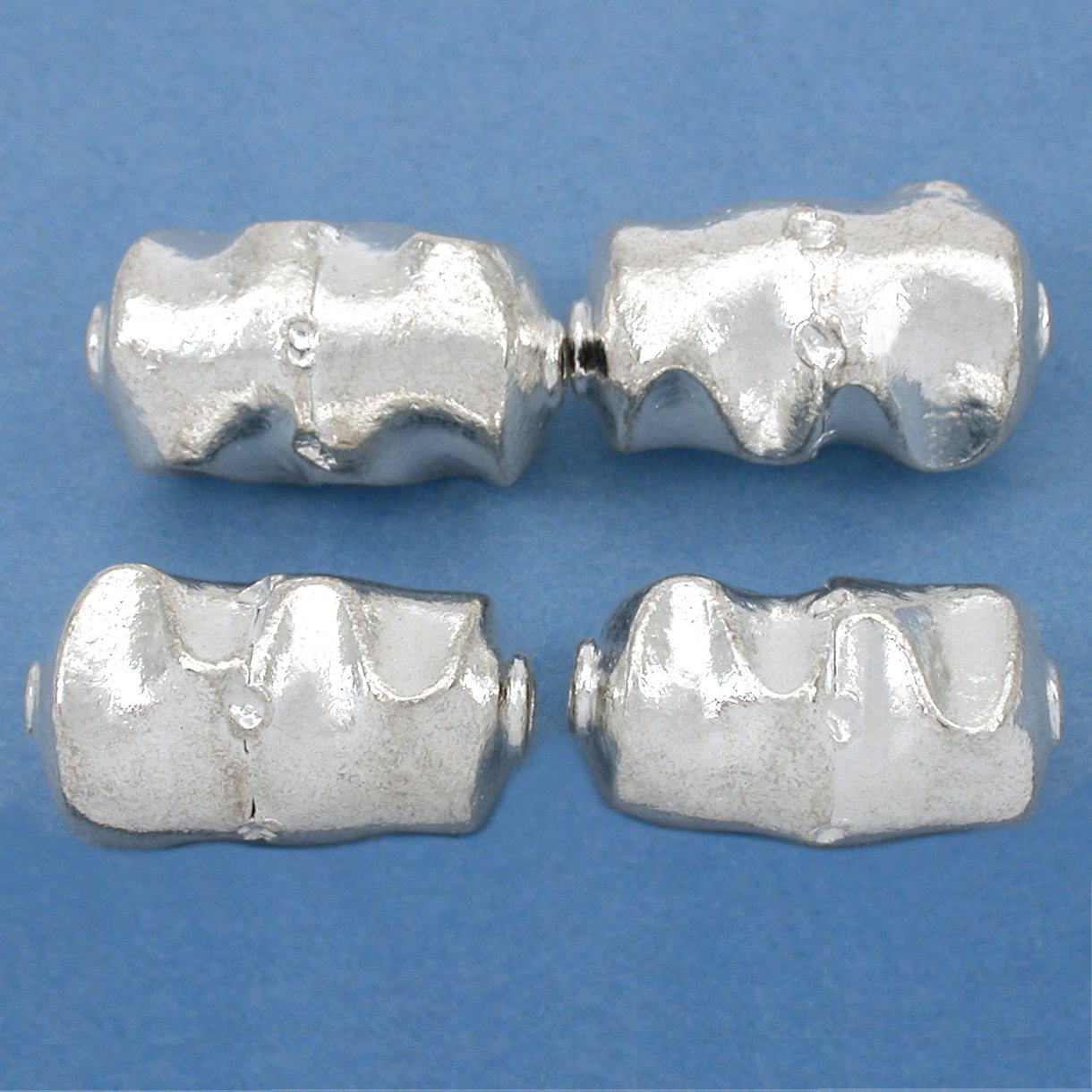 Barrel Silver Plated Beads 21.5mm 21 Grams 3Pcs Approx.