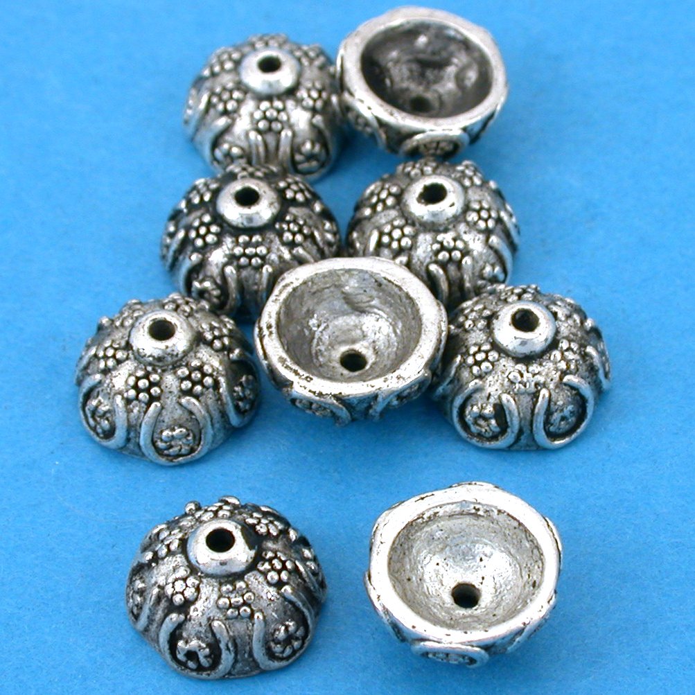Flower Bead Caps Bali Antique Silver Plated 11mm 16 Grams 8Pcs Approx.