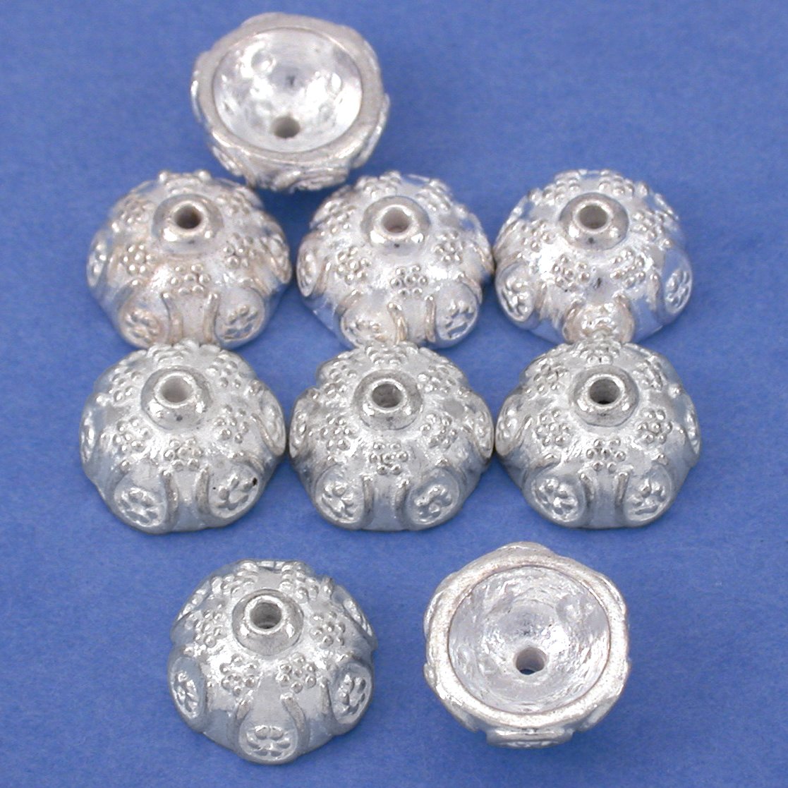 Flower Bead Caps Bali Silver Plated 11mm 16 Grams 8Pcs Approx.