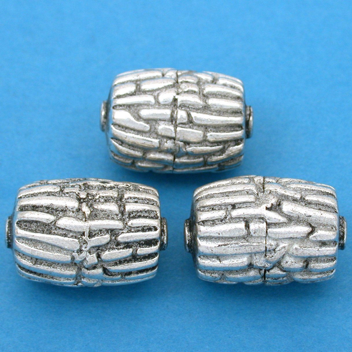 Bali Barrel Antique Silver Plated Beads 19mm 20 Grams 3Pcs Approx.