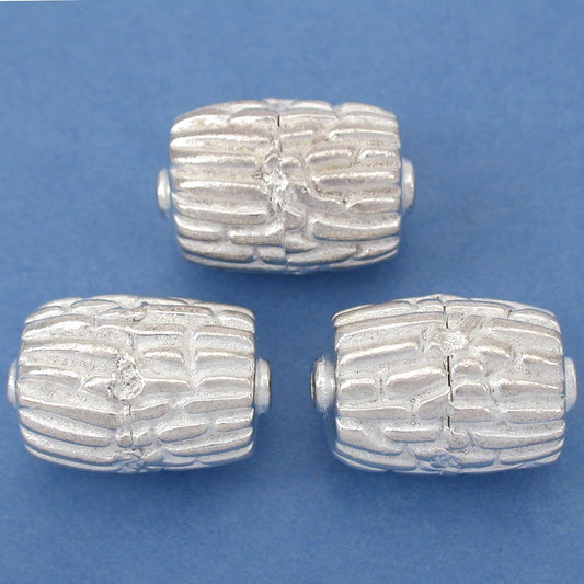 Bali Barrel Silver Plated Beads 19mm 20 Grams 3Pcs Approx.
