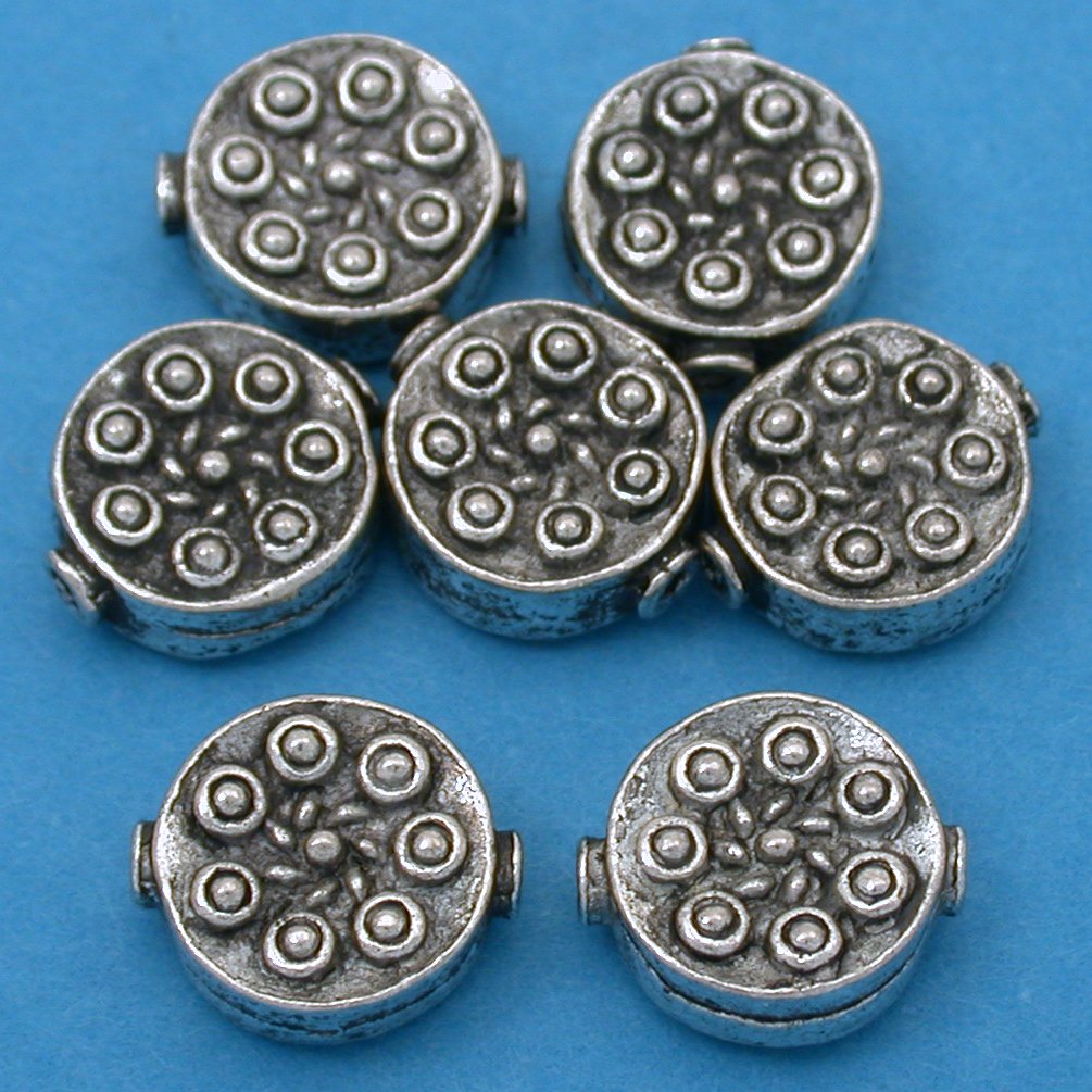 Bali Fluted Disc Antique Silver Plated Beads 12.5mm 16 Grams 7Pcs Approx.