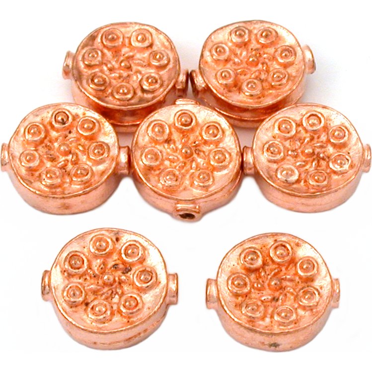 Bali Fluted Disc Copper Plated Beads 12.5mm 16 Grams 7Pcs Approx.