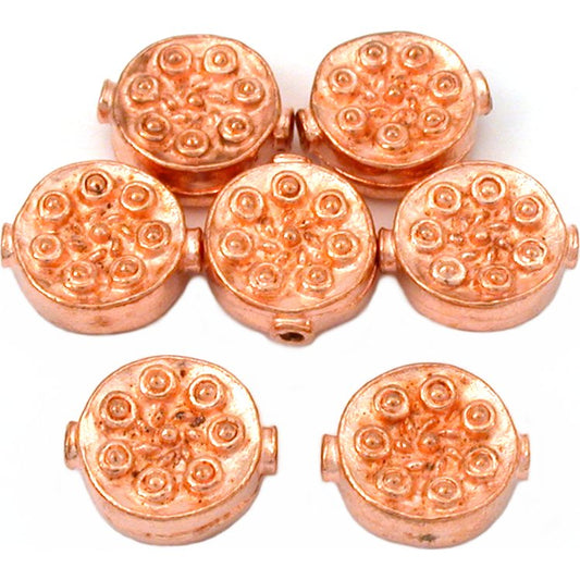 Bali Fluted Disc Copper Plated Beads 12.5mm 16 Grams 7Pcs Approx.