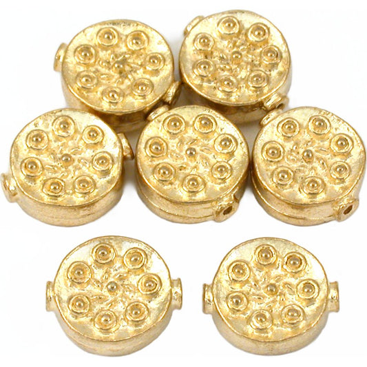 Bali Fluted Disc Gold Plated Beads 12.5mm 16 Grams 7Pcs Approx.
