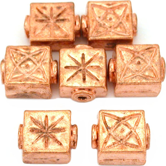Fluted Square Star Copper Plated Beads 10mm 15 Grams 7Pcs Approx.