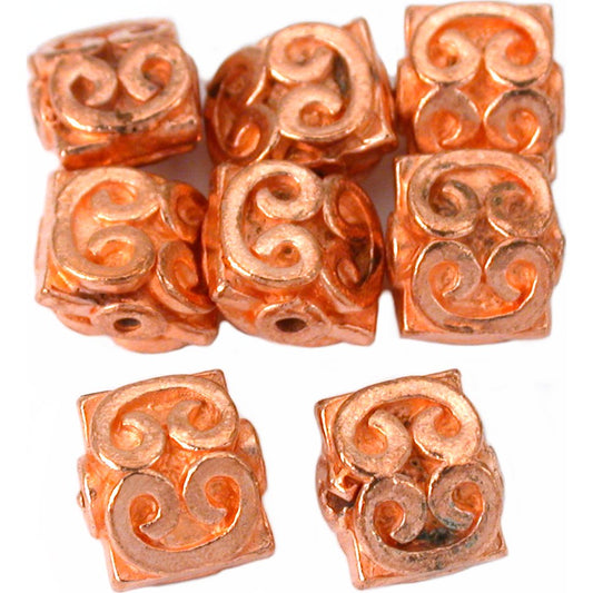 Bali Heart Square Copper Plated Beads 9mm 16 Grams 8Pcs Approx.