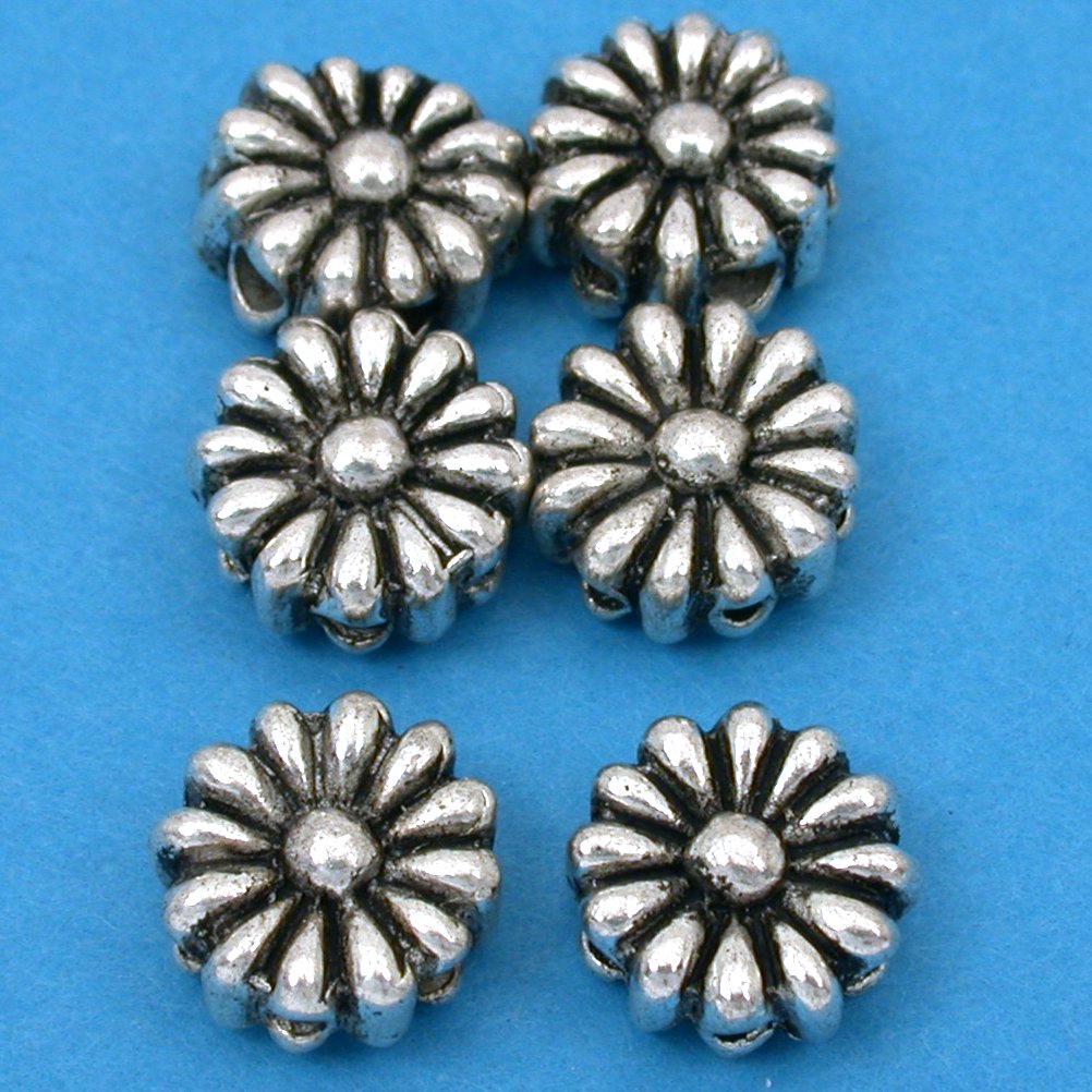 Flower Antique Silver Plated Beads 11mm 17 Grams 6Pcs Approx.