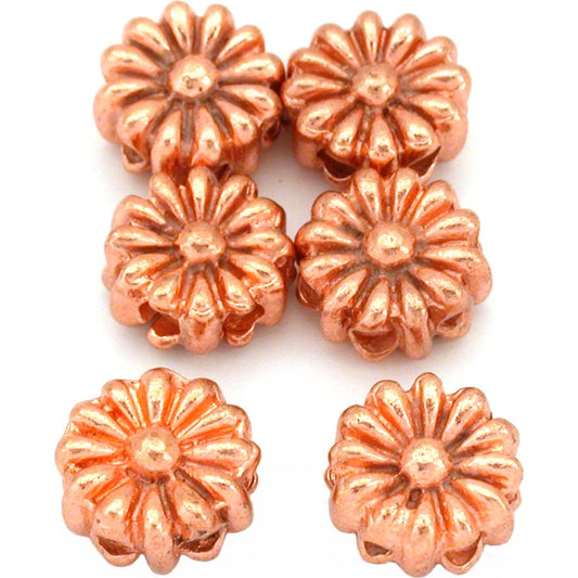 Flower Copper Plated Beads 11mm 16 Grams 6Pcs Approx.