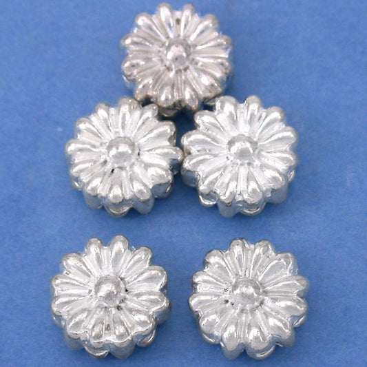 Flower Silver Plated Beads 11mm 15 Grams 6Pcs Approx.