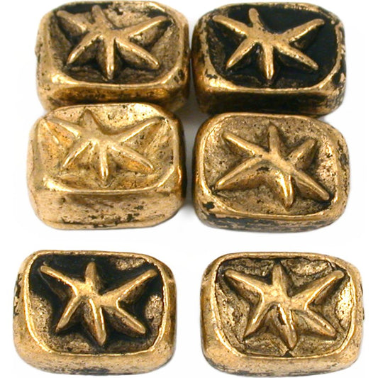 Star Rectangle Antique Gold Plated Beads 11mm 15 Grams 6Pcs Approx.
