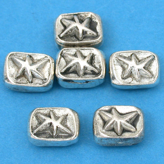 Star Rectangle Antique Silver Plated Beads 11mm 15 Grams 6Pcs Approx.