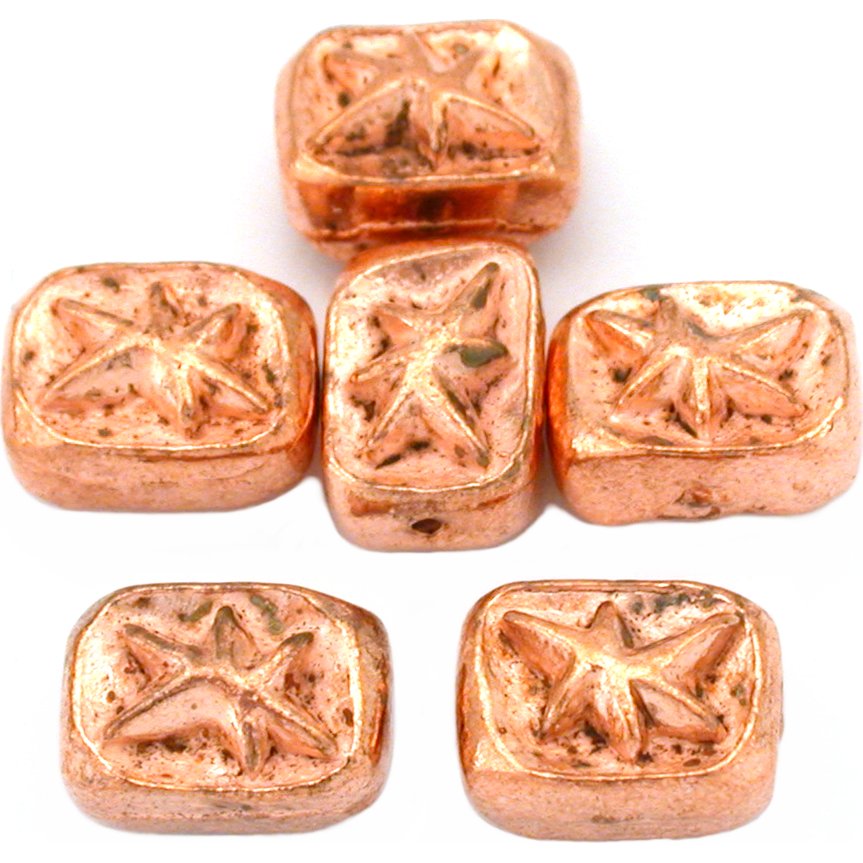 Star Rectangle Copper Plated Beads 11mm 16 Grams 6Pcs Approx.