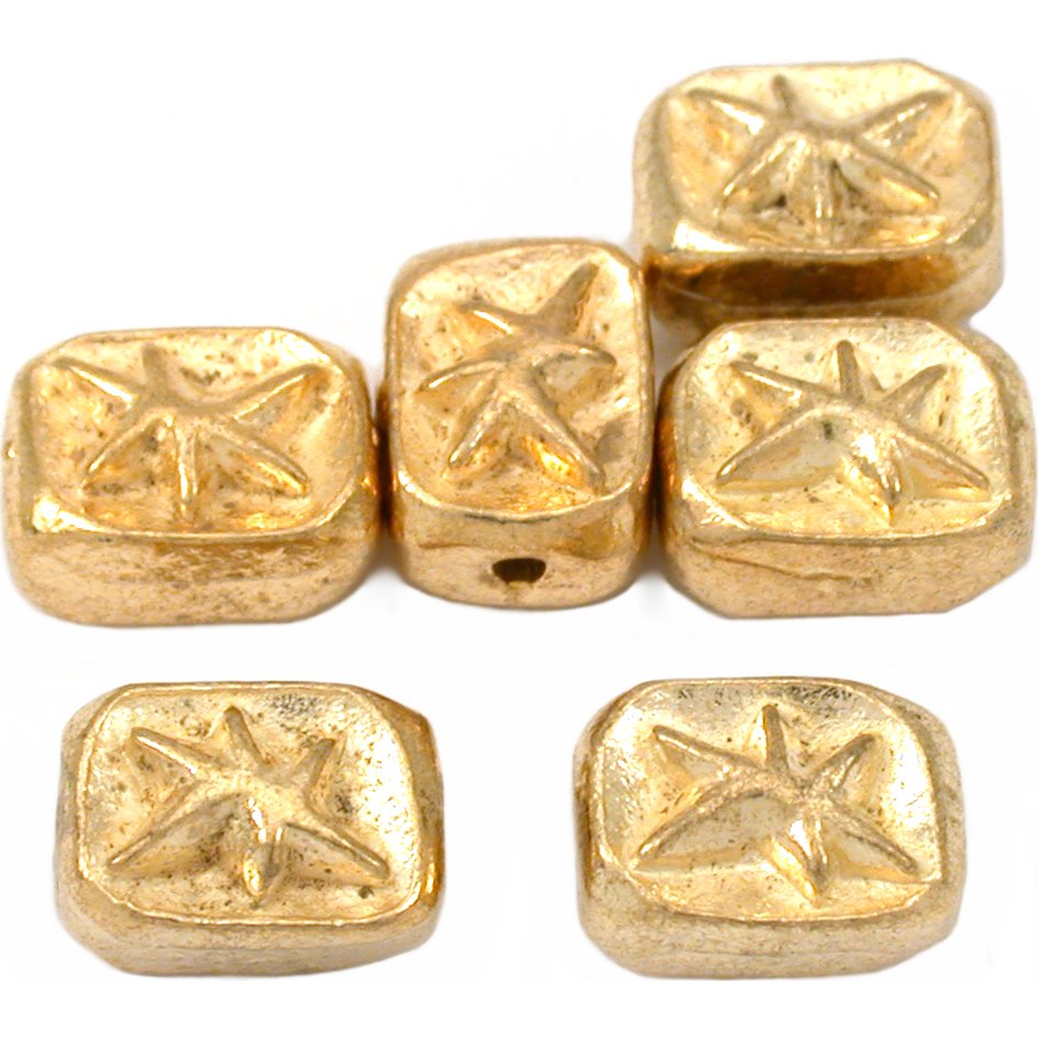 Star Rectangle Gold Plated Beads 11mm 15 Grams 6Pcs Approx.