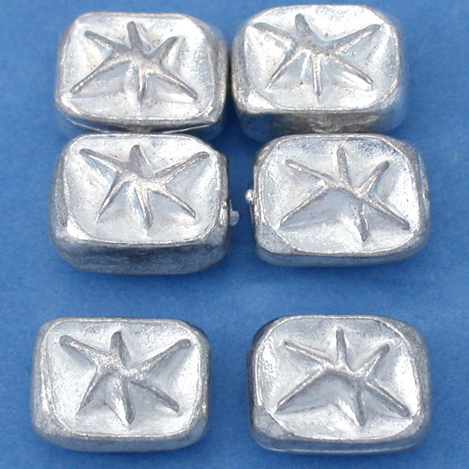 Star Rectangle Silver Plated Beads 11mm 15 Grams 6Pcs Approx.