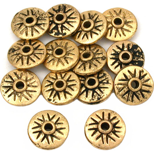 Fluted Saucer Antique Gold Plated Beads 11mm 15 Grams 14Pcs Approx.