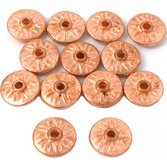 Fluted Saucer Copper Plated Beads 11mm 15 Grams 14Pcs Approx.