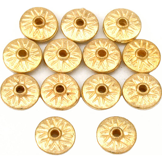 Fluted Saucer Gold Plated Beads 11mm 15 Grams 14Pcs Approx.