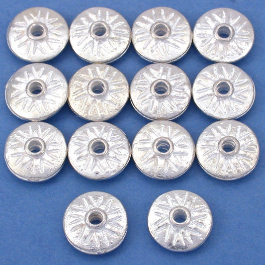 Fluted Saucer Silver Plated Beads 11mm 15 Grams 14Pcs Approx.