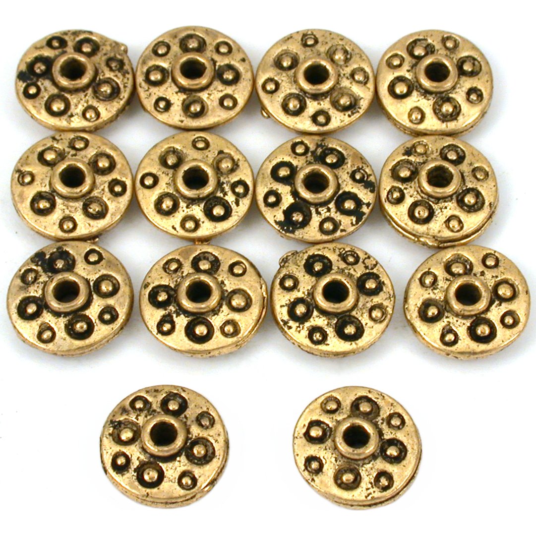 Fluted Saucer Antique Gold Plated Beads 11mm 15 Grams 14Pcs Approx.