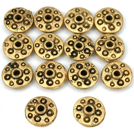 Fluted Saucer Antique Gold Plated Beads 11mm 15 Grams 14Pcs Approx.