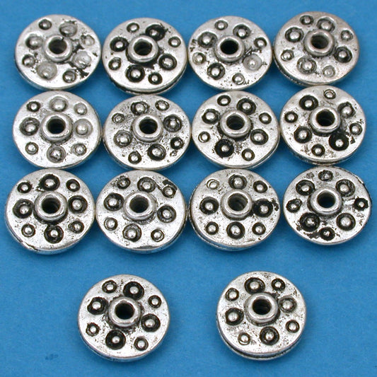Fluted Saucer Antique Silver Plated Beads 11mm 15 Grams 14Pcs Approx.