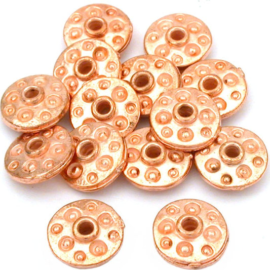 Fluted Saucer Copper Plated Beads 11mm 15 Grams 14Pcs Approx.