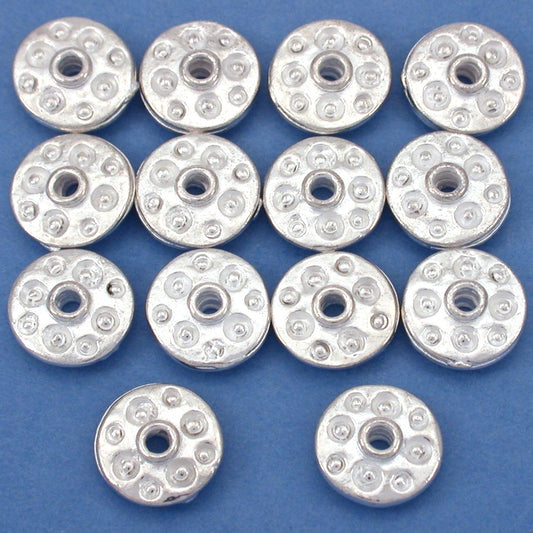 Fluted Saucer Silver Plated Beads 11mm 15 Grams 14Pcs Approx.