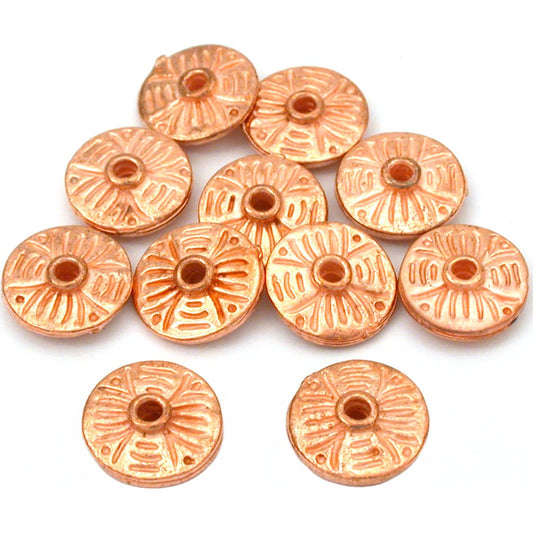 Fluted Saucer Copper Plated Beads 11.5mm 15 Grams 10Pcs Approx.