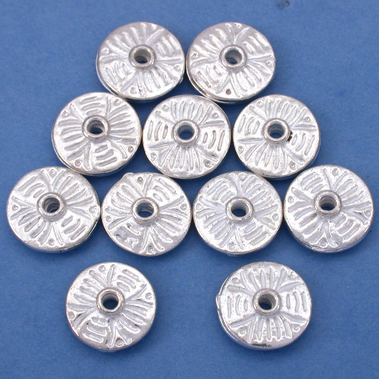Fluted Saucer Silver Plated Beads 11.5mm 15 Grams 10Pcs Approx.