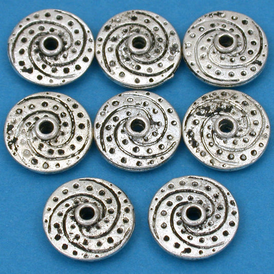 Fluted Saucer Antique Silver Plated Beads 14.5mm 15 Grams 8Pcs Approx.