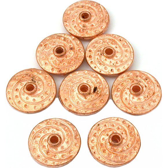 Fluted Saucer Copper Plated Beads 14.5mm 15 Grams 8Pcs Approx.