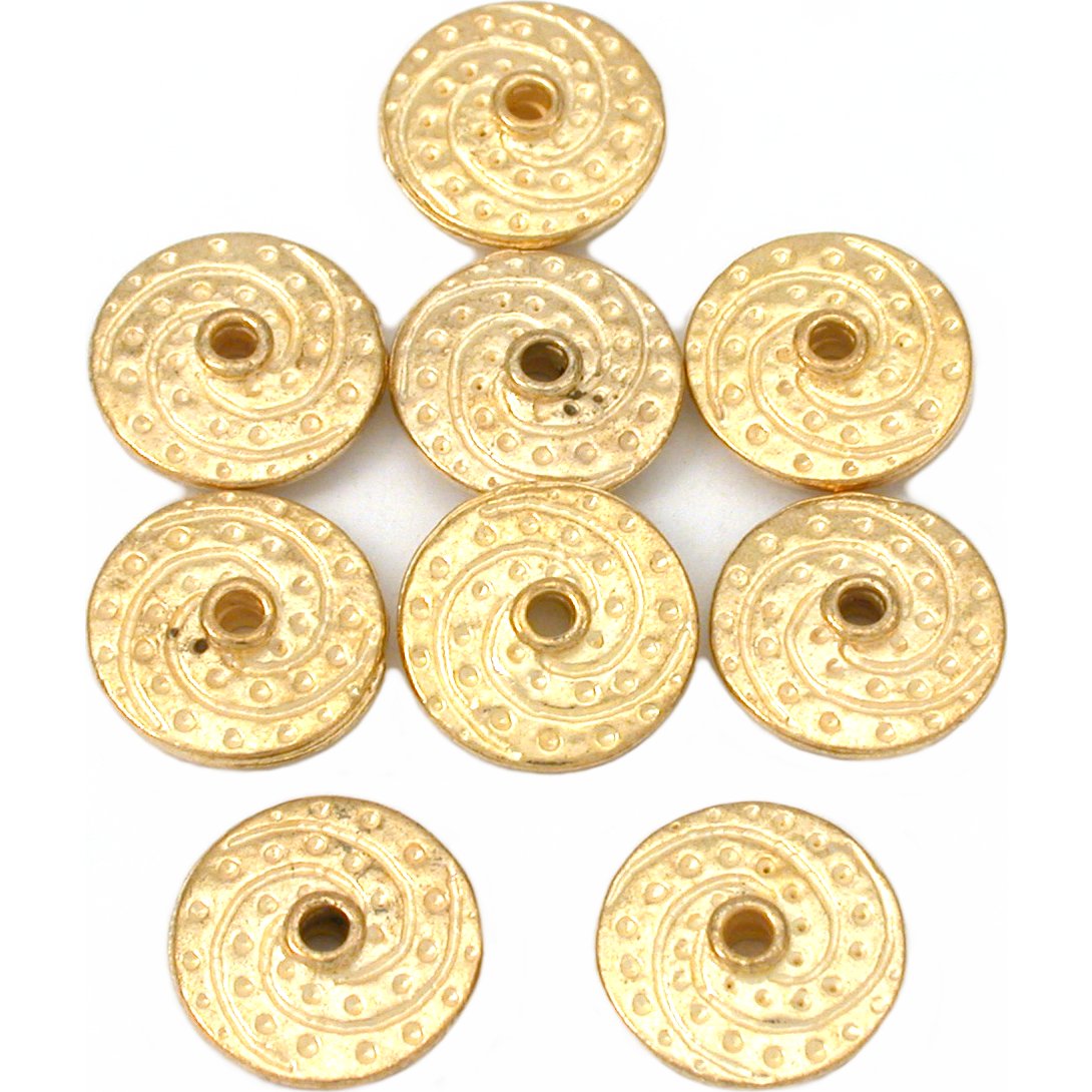 Fluted Saucer Gold Plated Beads 14.5mm 15 Grams 8Pcs Approx.