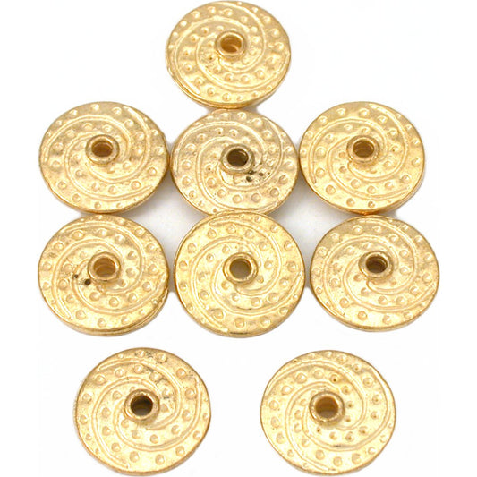 Fluted Saucer Gold Plated Beads 14.5mm 15 Grams 8Pcs Approx.