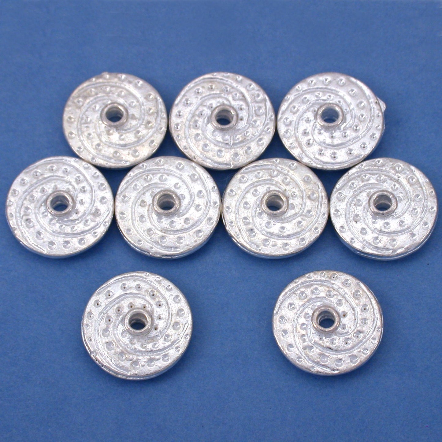 Fluted Saucer Silver Plated Beads 14.5mm 15 Grams 8Pcs Approx.