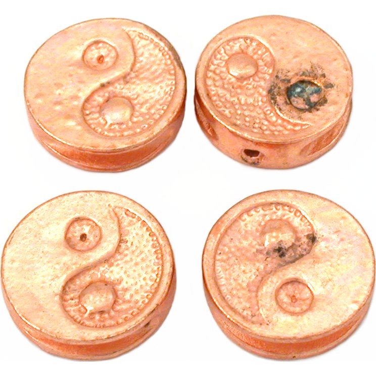 Yin Yang Copper Plated Beads 16mm 15 Grams 3Pcs Approx.