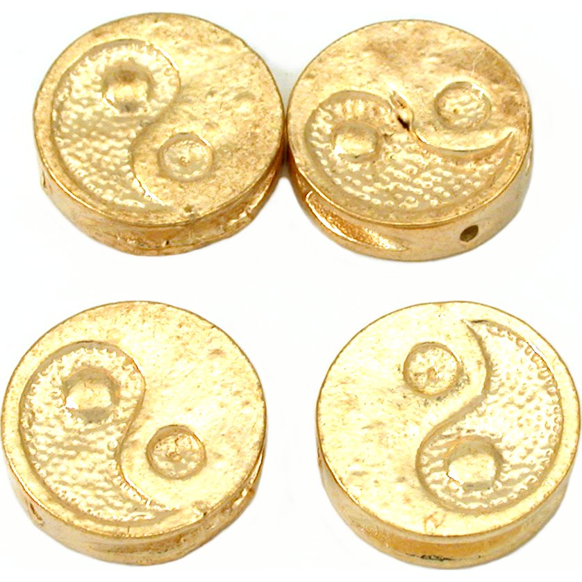 Yin Yang Gold Plated Beads 16mm 15 Grams 3Pcs Approx.
