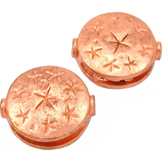 Fluted Star Disc Copper Plated Beads 18.5mm 15 Grams 2Pcs Approx.