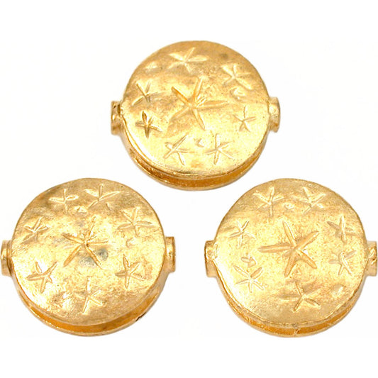 Fluted Star Disc Gold Plated Beads 18.5mm 20 Grams 3Pcs Approx.