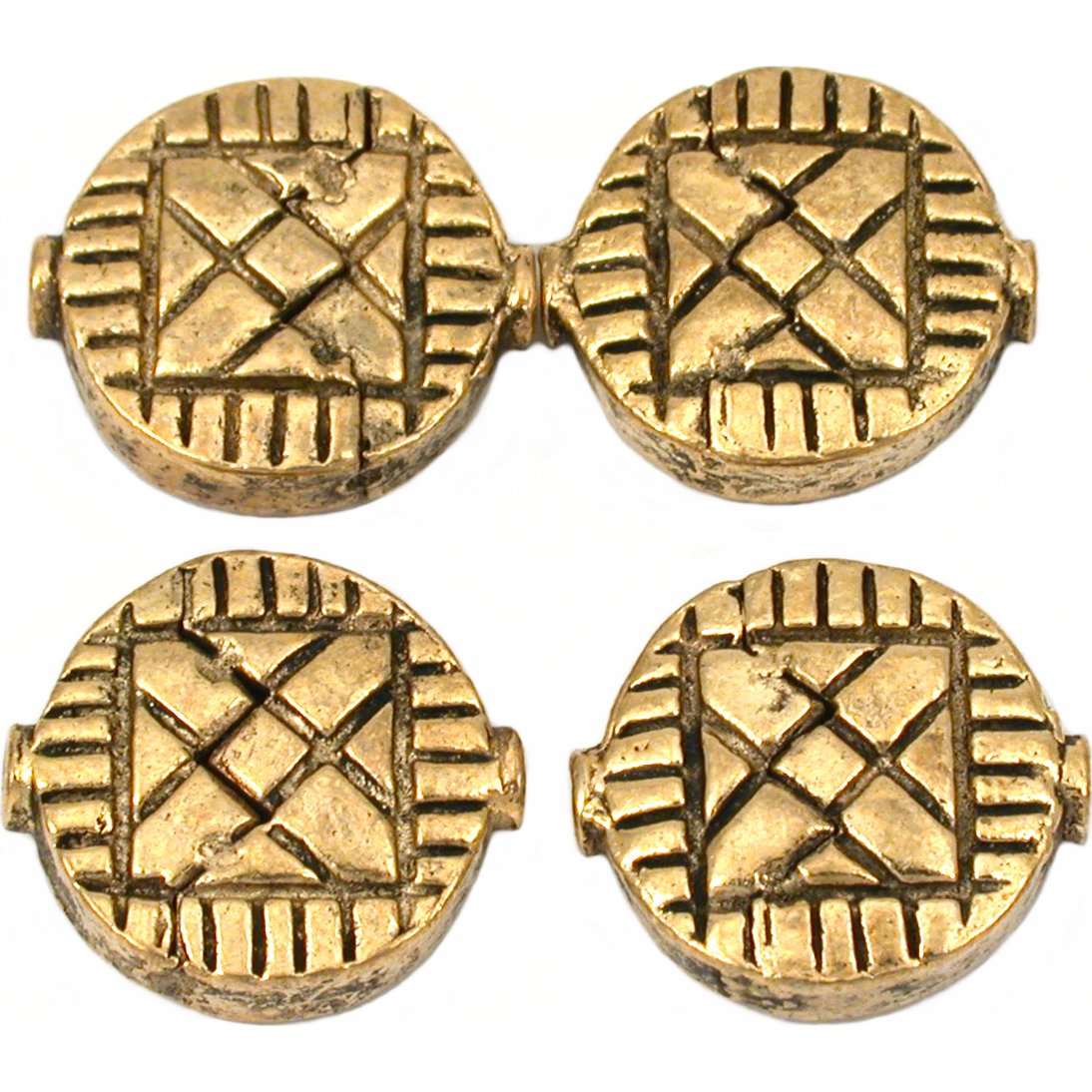 Fluted Disc Antique Gold Plated Beads 17.5mm 16 Grams 4Pcs Approx.