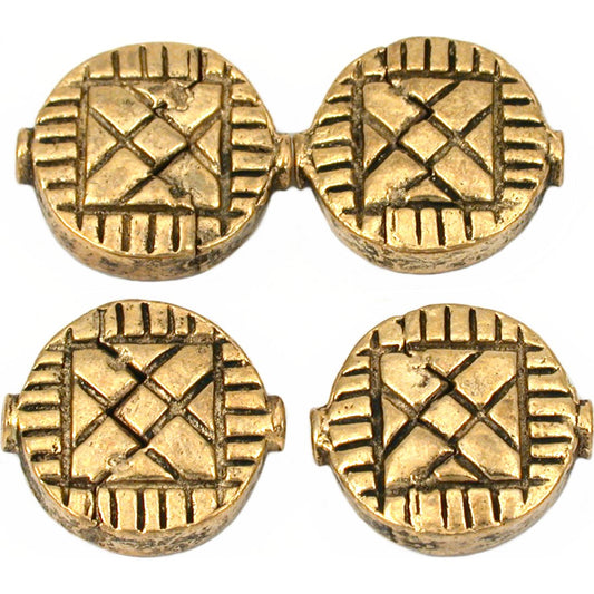 Fluted Disc Antique Gold Plated Beads 17.5mm 16 Grams 4Pcs Approx.