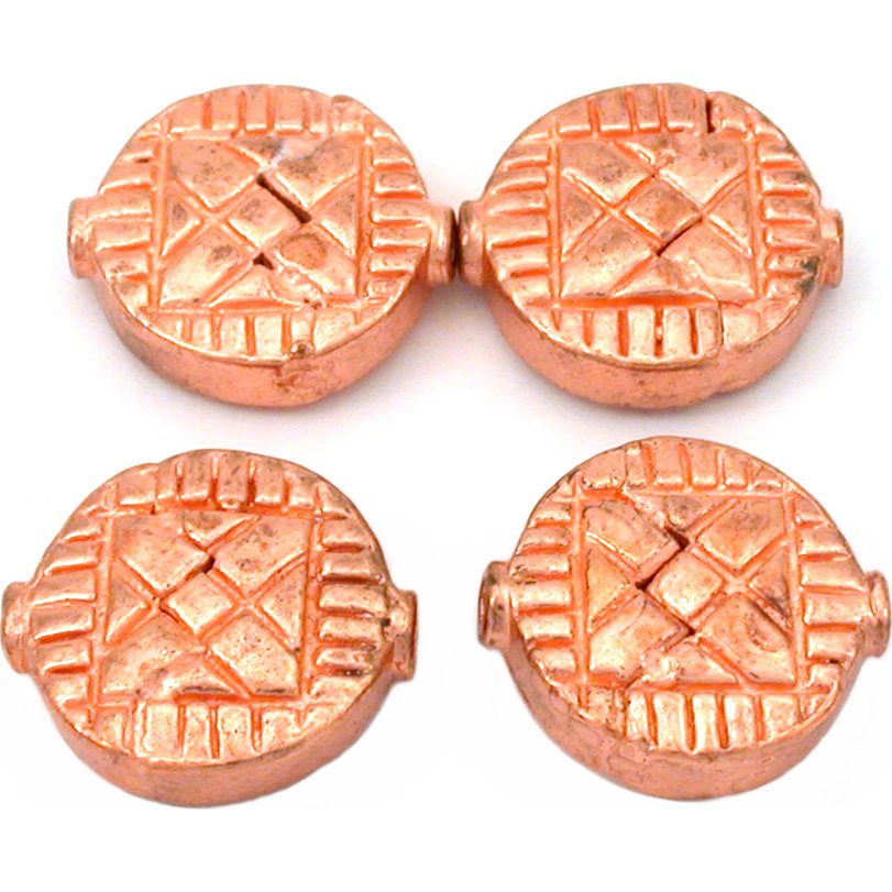 Fluted Disc Copper Plated Beads 17.5mm 18 Grams 4Pcs Approx.