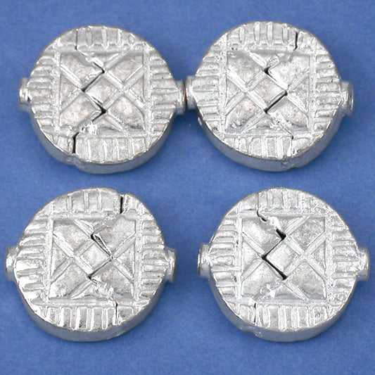 Fluted Disc Silver Plated Beads 17.5mm 16 Grams 4Pcs Approx.