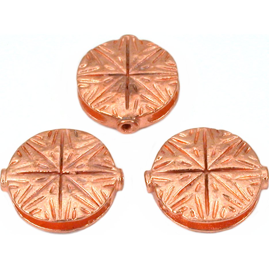 Fluted Star Disc Copper Plated Beads 19.5mm 18 Grams 3Pcs Approx.