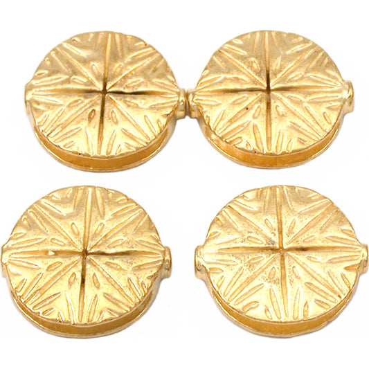Fluted Star Disc Gold Plated Beads 19.5mm 18 Grams 3Pcs Approx.