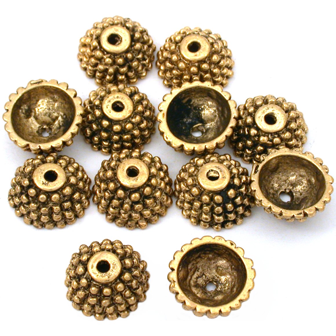Bali Dot Beads Caps Antique Gold Plated 12.5mm 16 Grams 10Pcs Approx.