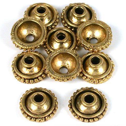 Bali Dot Bead Caps Antique Gold Plated 13mm 16 Grams 10Pcs Approx.